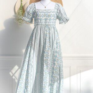 In Loom Women's Evangeline Cotton Dress - Blue Dress Size L